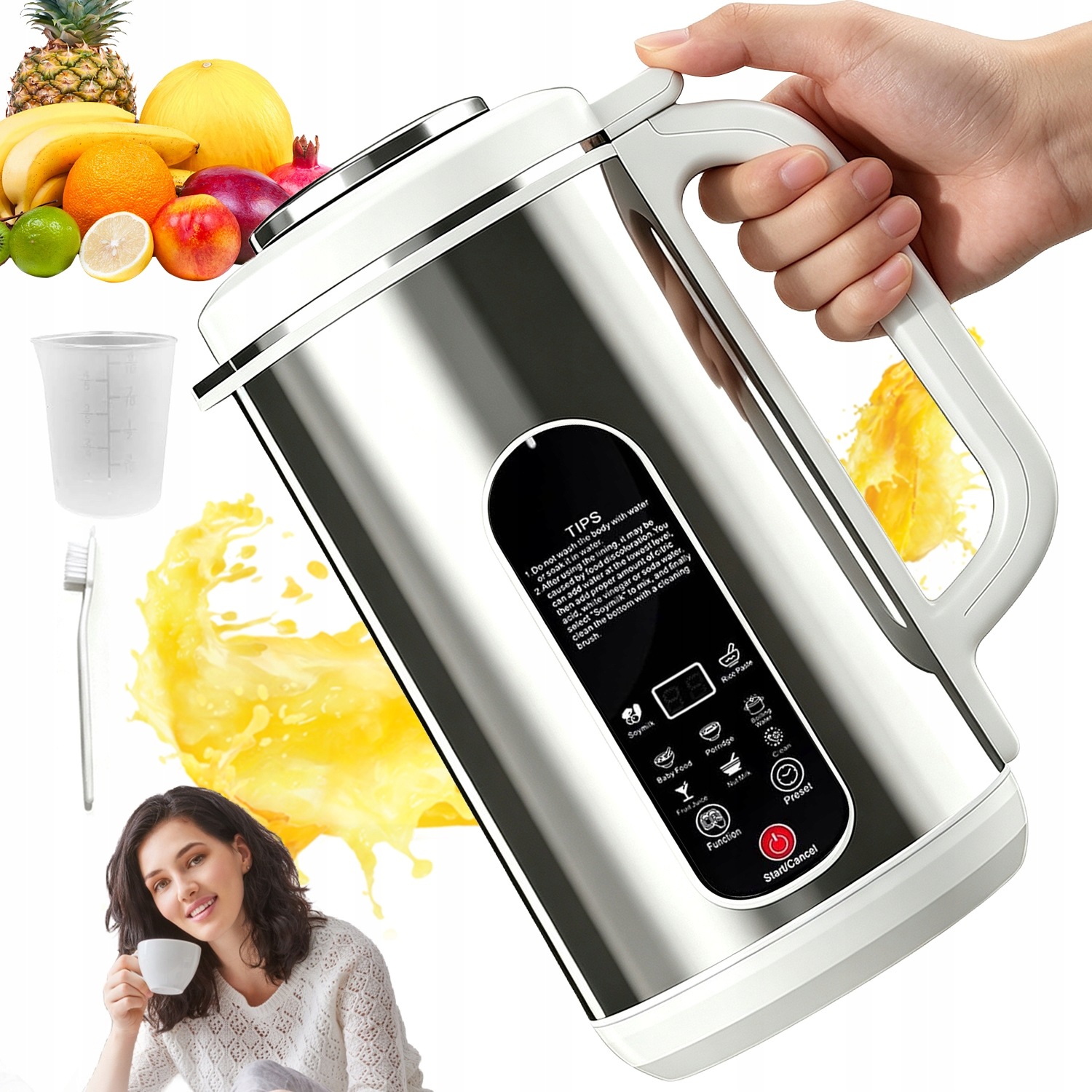 8V1 Elektrický Mixér Z Nerezové Oceli 1200 ML 800 W Kartáč Odměrka