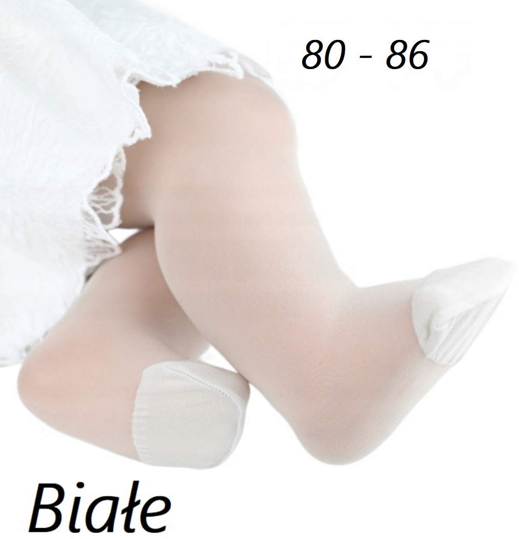 BIAŁE cienkie rajstopki niemowlęce NA LATO DO KOŚCIOŁA CHRZEST 20 DEN 80 86 Marka Inna marka