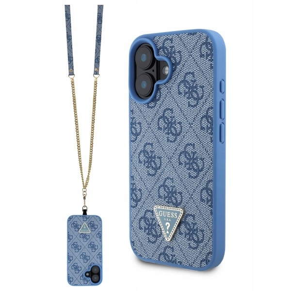 Pouzdro Guess pro Apple iPhone 16 hardcase Kůže Kovové Logo Strass Crossbody