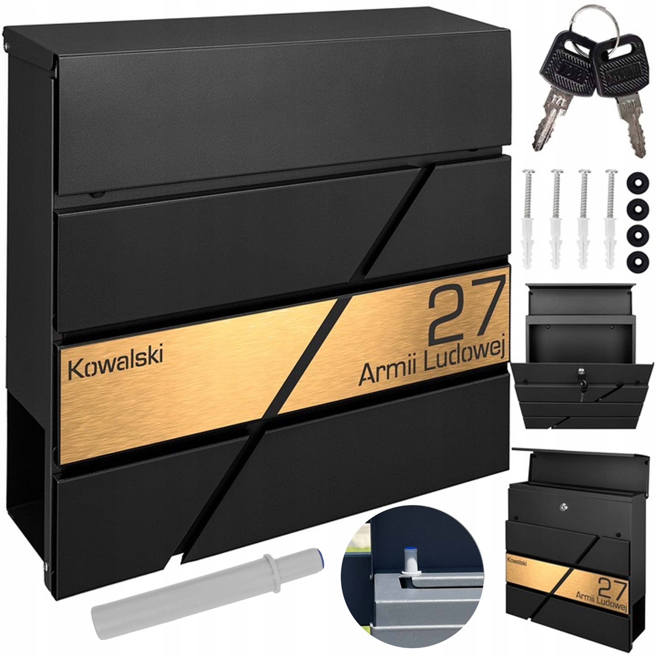 Poštovní Schránka Na Dopisy Černá Zlatá Adresa