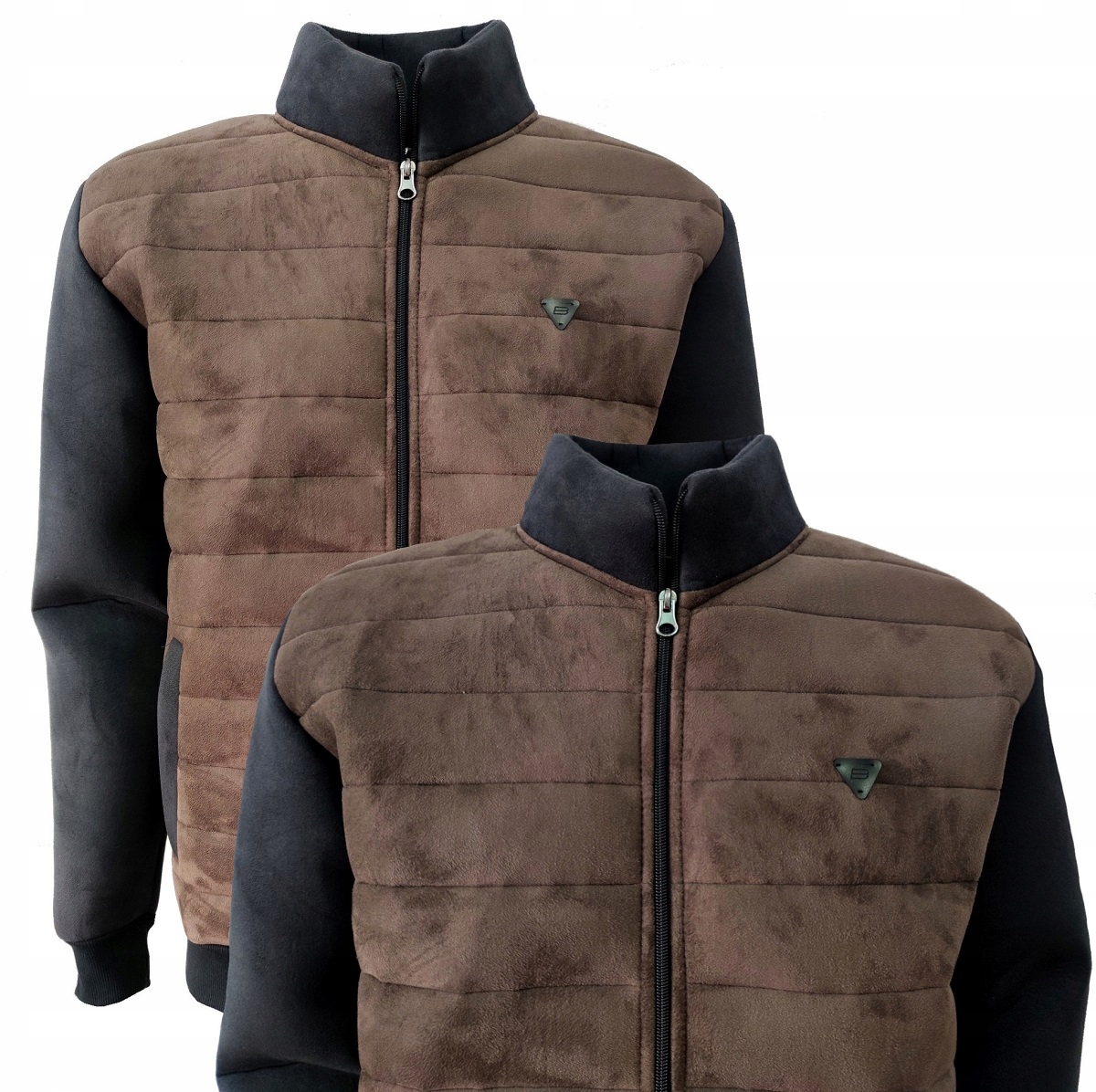 Bunda bomber prošívaná Černo-hnědá sportovní XL