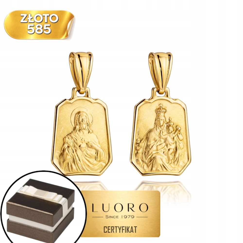 Zlatý Medailon 585 14K Saténový Škapulíř 20 MM Elegantní Dárek