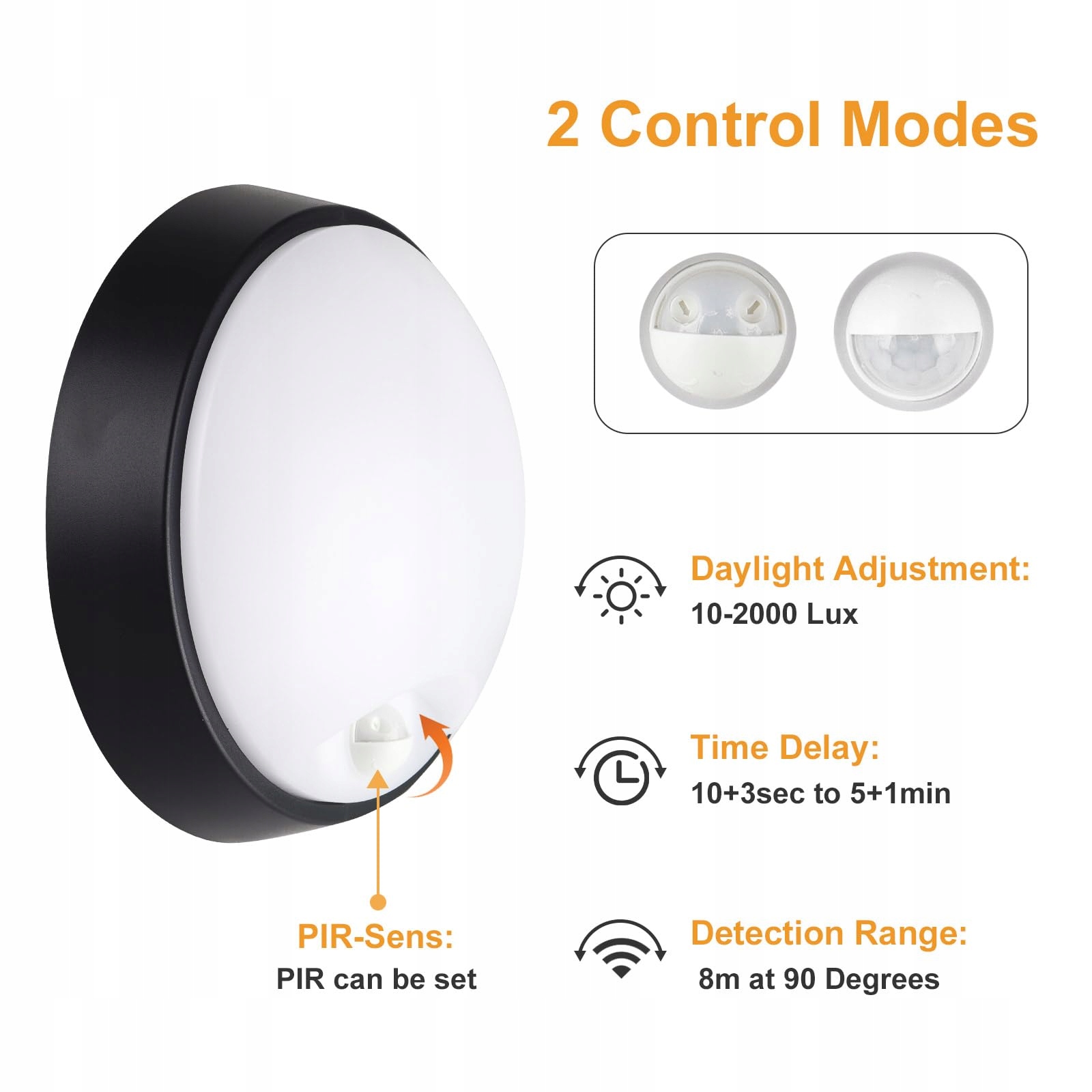 Lampa LED Zewnętrzna Okrągła Z Czujnikiem Ruchu Czarna 18W IP65 MEGACUBE — miniatura 5