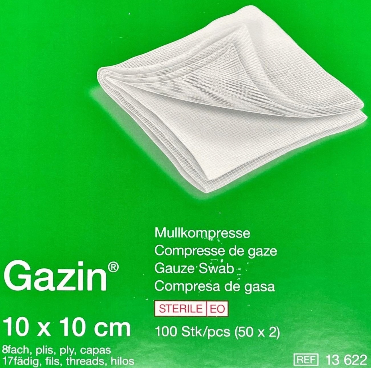 

L&r Gazin 10 x 10cm, 100szt. 17n 8w jałowy