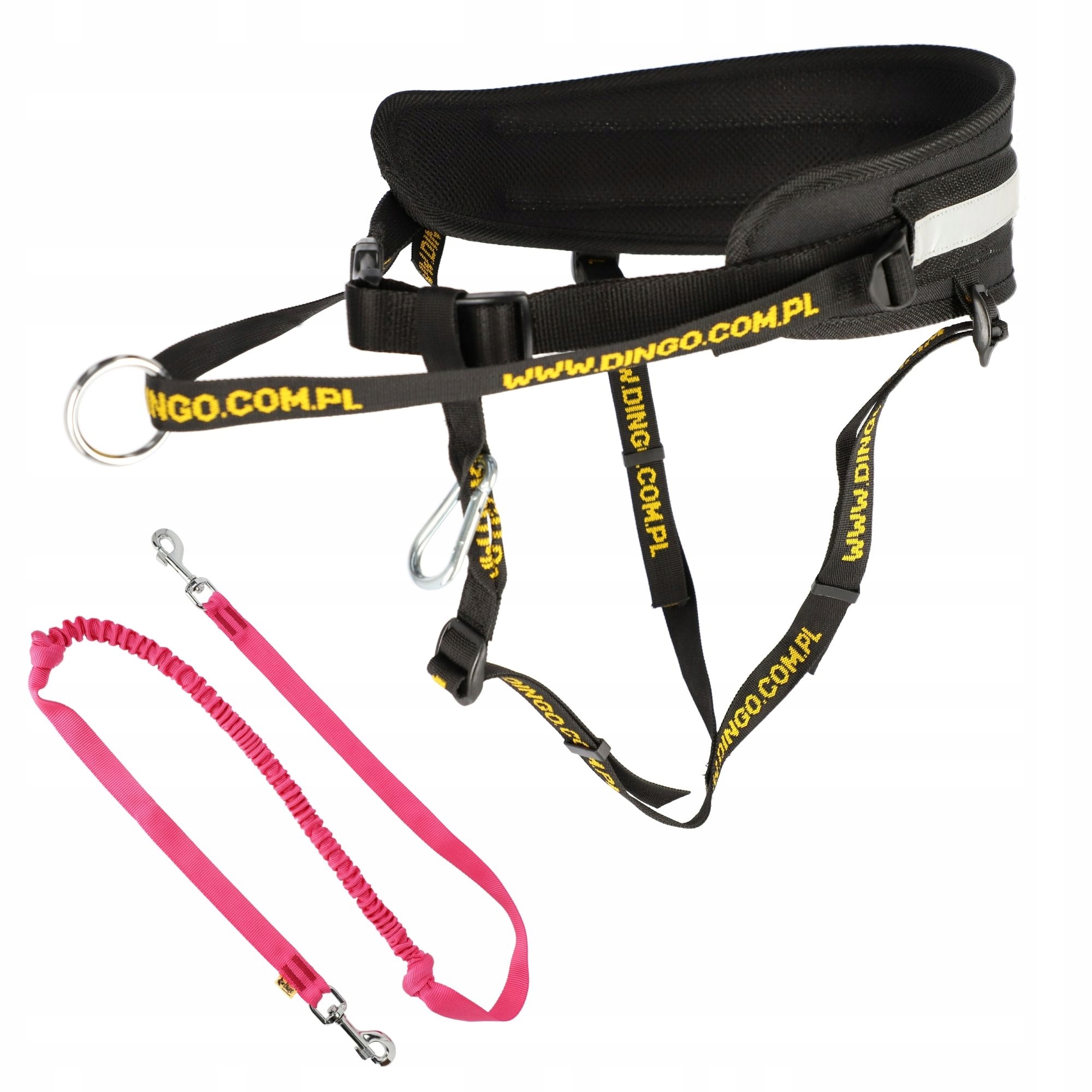 Levně Souprava na běhání se psem: pás vodítko růžová se 2 zapínáním