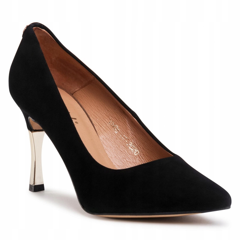 Krásné semišové elegantní jemné lodičky s koženými podpatky R.Polański 35,5