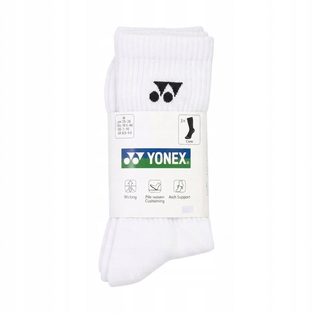 Skarpety sportowe Yonex Long 19256 białe S odprowadzają wilgoć bawełna