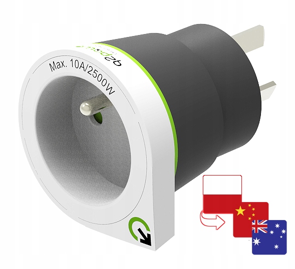 Q2Power Adapter Podróżny Przejściówka z Polski / Francji do Chin, Australi