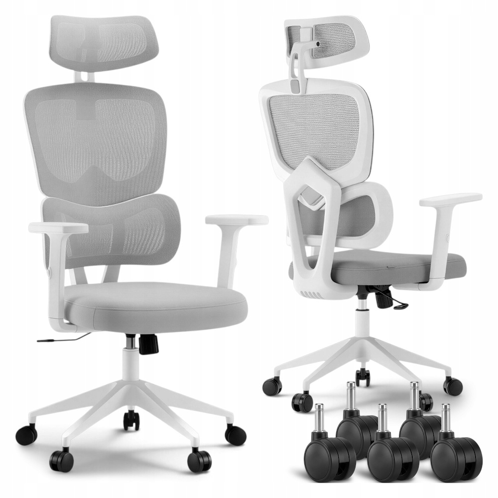 Ergonomická Kancelářská Otočná Židle, Nastavitelná, Otočná, Šedá