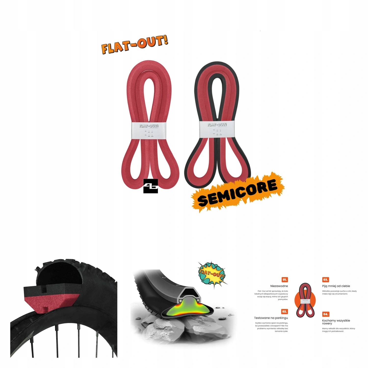 Protiprůrazové vložky do pneumatik Flat-Out SemiCore Mullet 29" 27,5" komplet