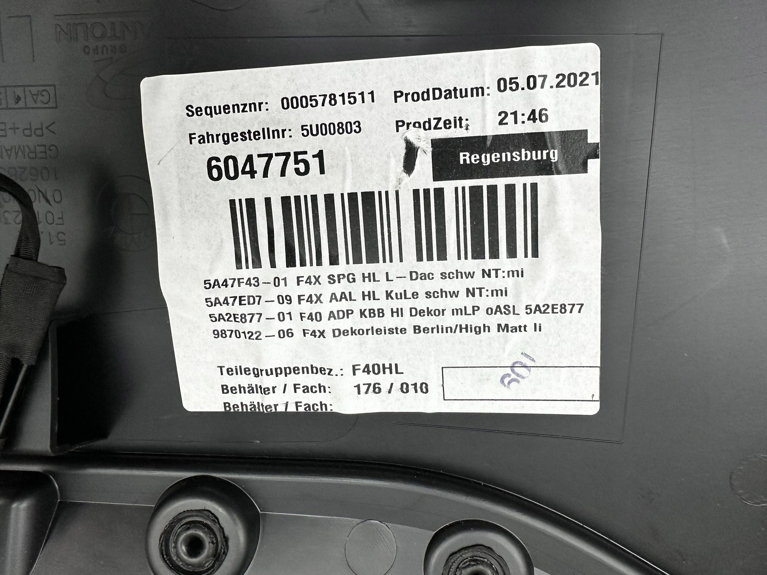 Seite Tür BMW 1 F40 9870122