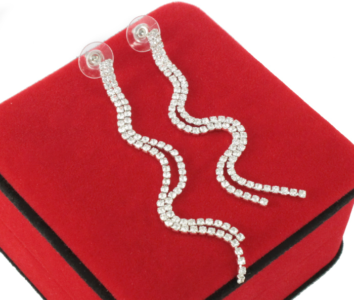 

Kolczyki Żmijki Srebrne Długie Szklane Cyrkonie