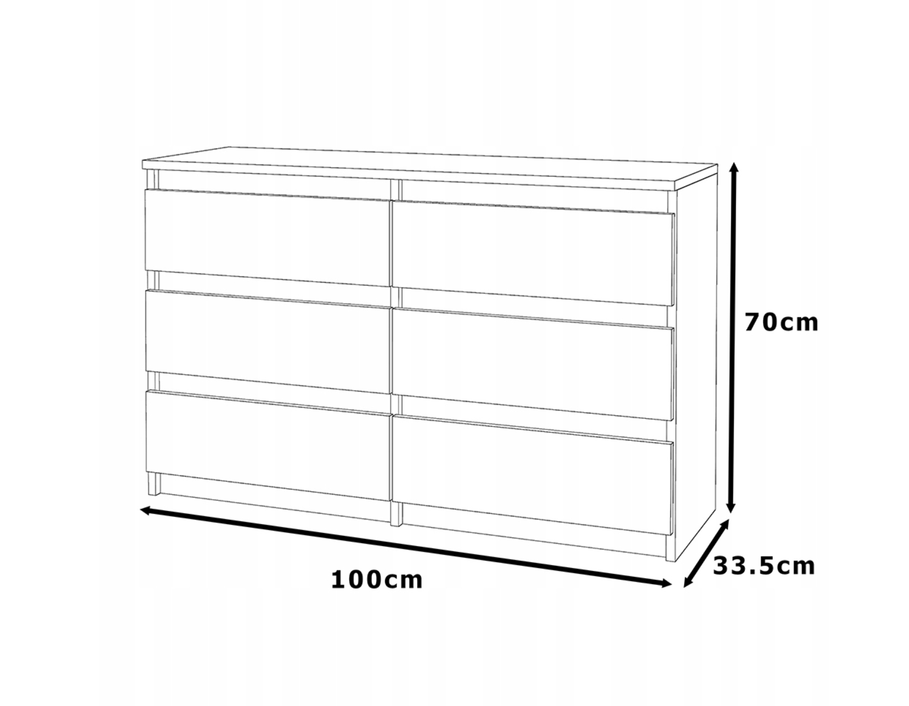Komoda Dąb Sonoma Z 6 Szufladami 100 CM Szafka Rtv Pojemna Nowoczesna Salon Kolekcja StivHit
