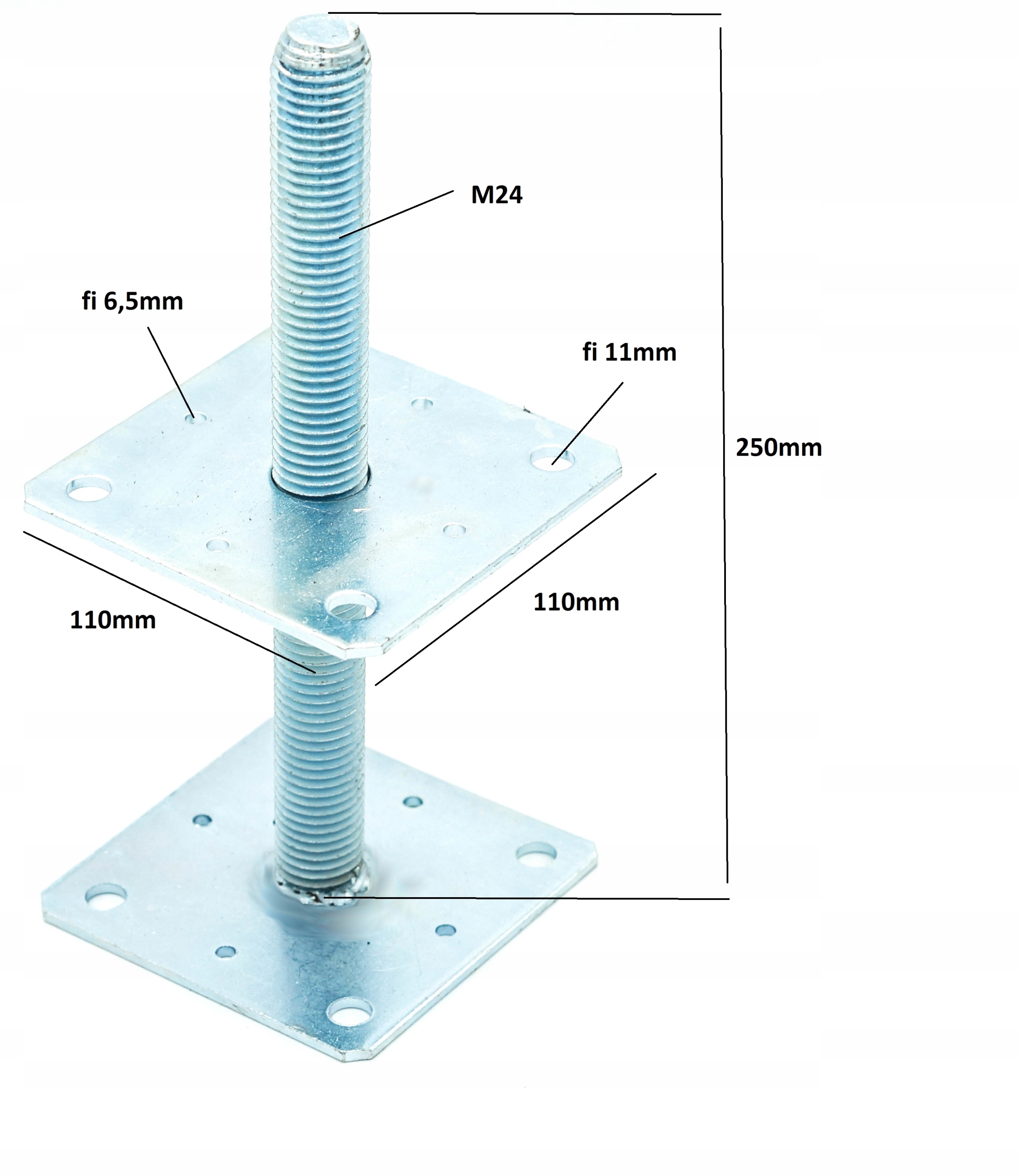 PODSTAWA SŁUPA REGULOWANA PRĘT GWINT 110x110x250 Rodzaj podstawa słupa
