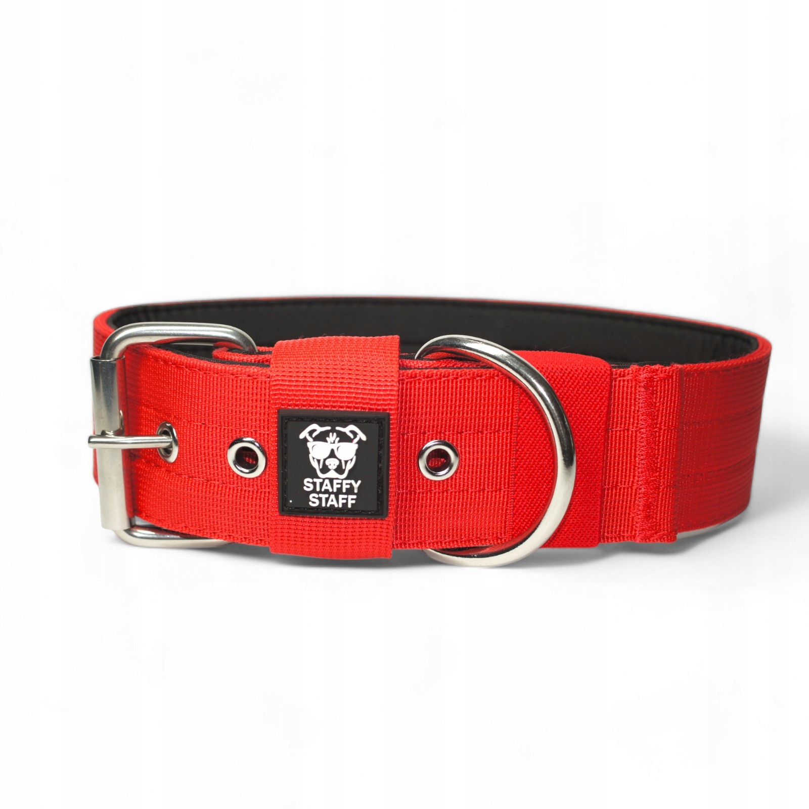 Levně Široký obojek s červenou sponou StaffyStaff