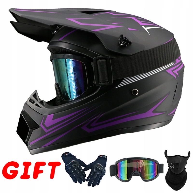 OFF-ROAD ENDURO MOTOCYKLOWY KASK MOTOCROSS RĘKAWICZKI MASKA GOGLE