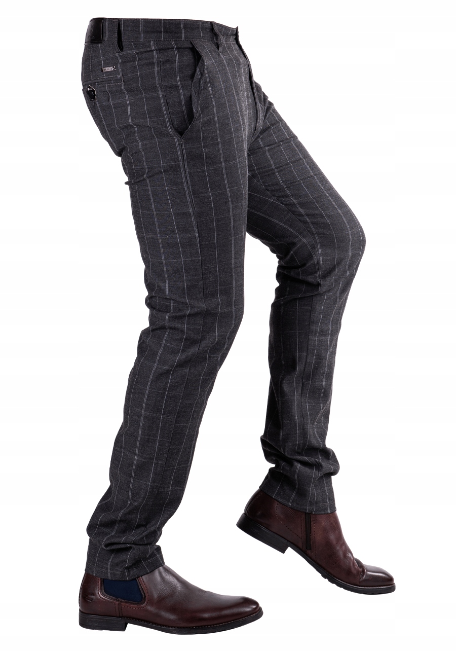 Elastyczne CHINOSY w kratę GAIZKA r. 33 Model chinos