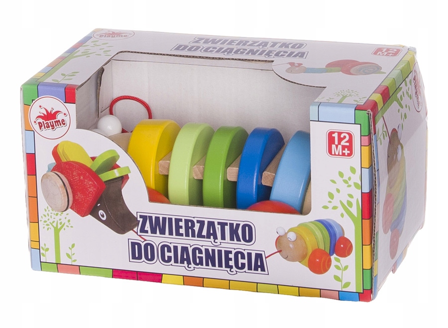 Gąsienica drewniana do ciągnięcia - zabawka 12M+ Bohater brak