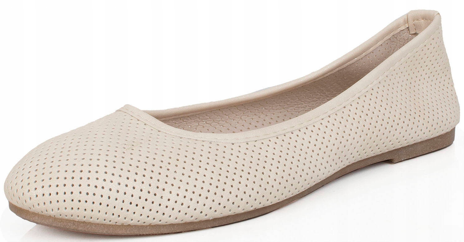 BALERINKI BEŻOWE TENISÓWKI AŻUROWE SLIP ON 39
