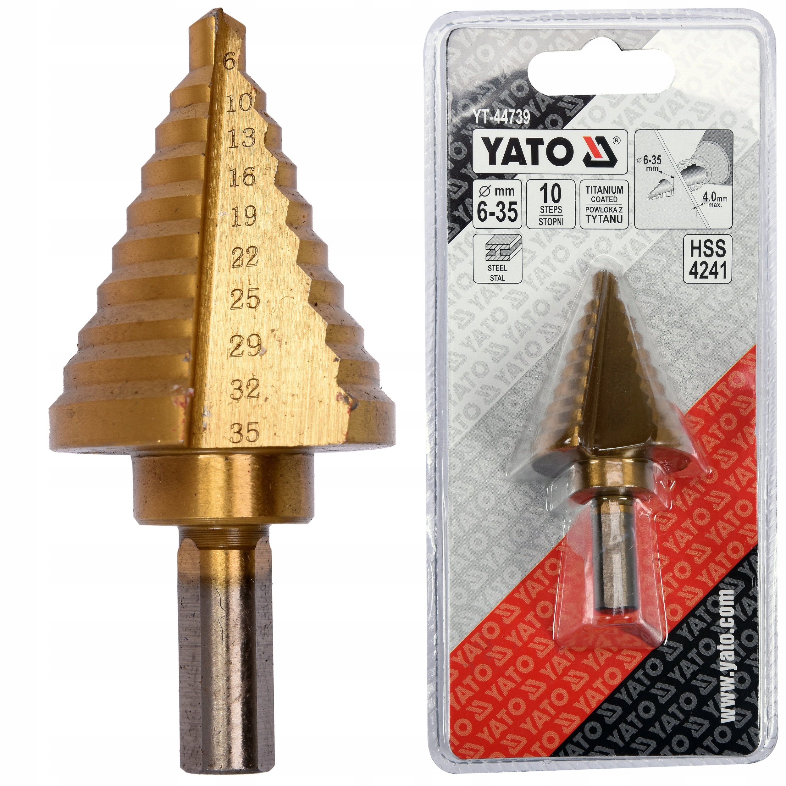 

Wiertło Stopniowe Stożkowe Hss 6 35 mm Yato