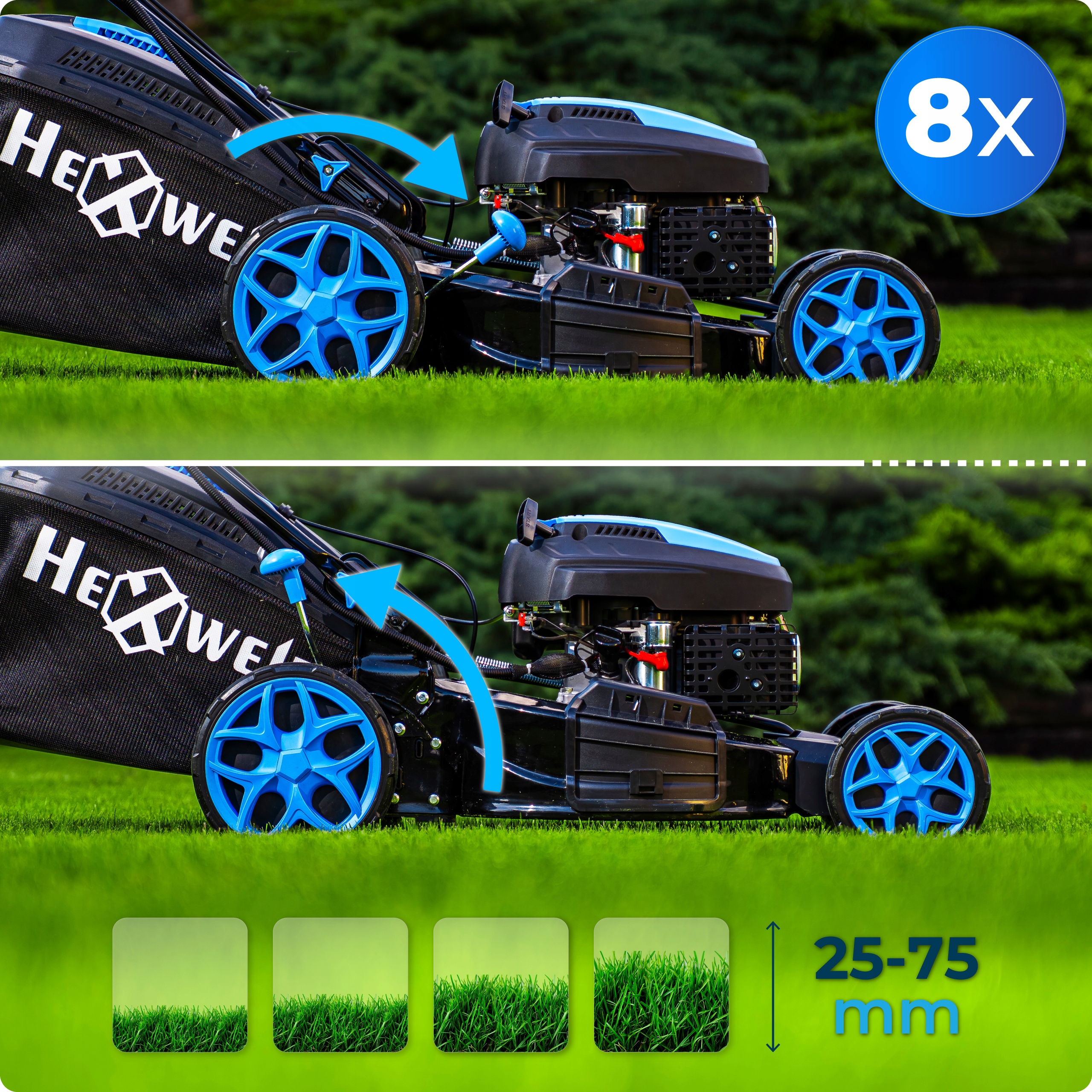 KOSIARKA SPALINOWA POTĘŻNA 224CC ROZRUSZNIK NAPĘD 53CM MULCZOWANIE 9W1 Pojemność kosza 60 l