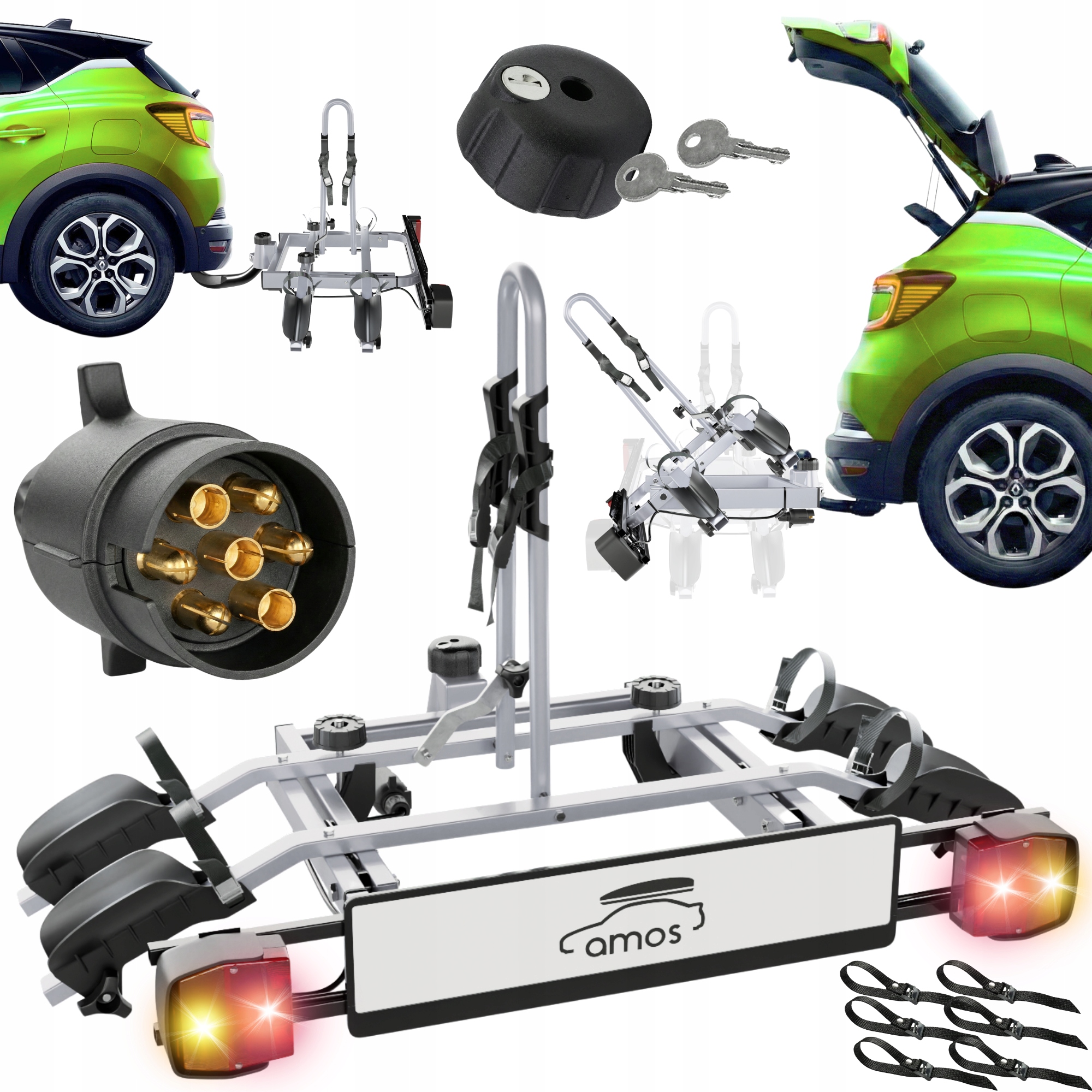 Bagażnik rowerowy platforma na hak 2 rowery Amos TYTAN 7pin uchylany 75 kg