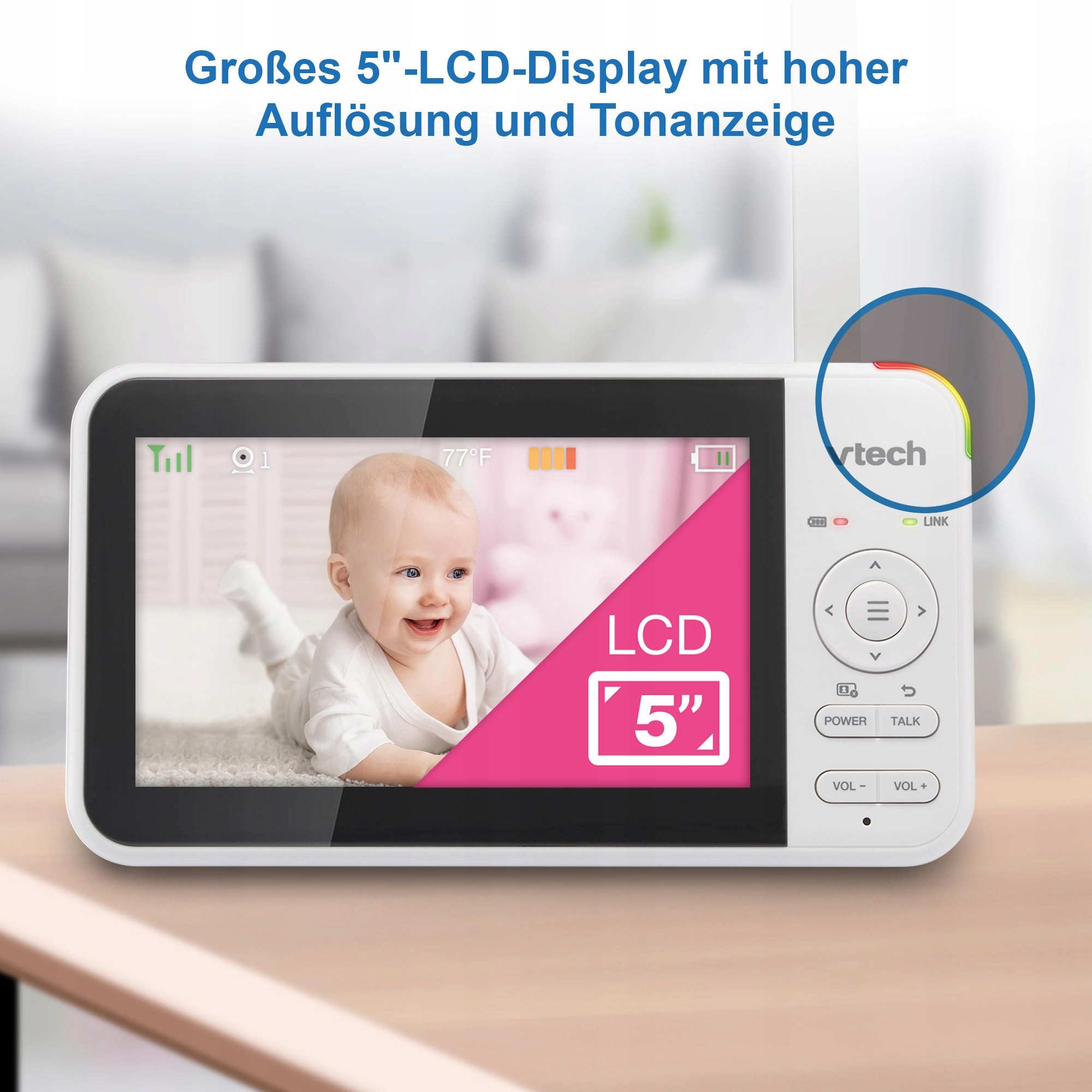VTECH Niania Elektroniczna Kamera 5 Calowy Ekran 31h Bateria HD Nocna Wizja — miniatura 8