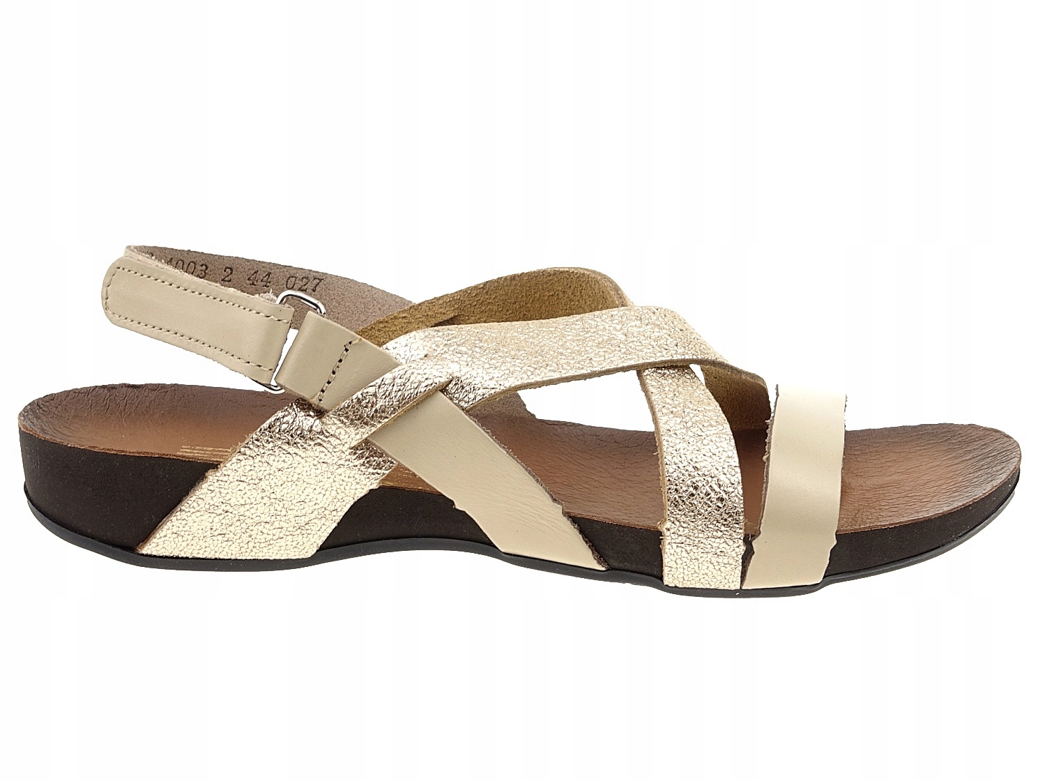 Lemar sandały buty 40032 beż, złoto, skóra 39