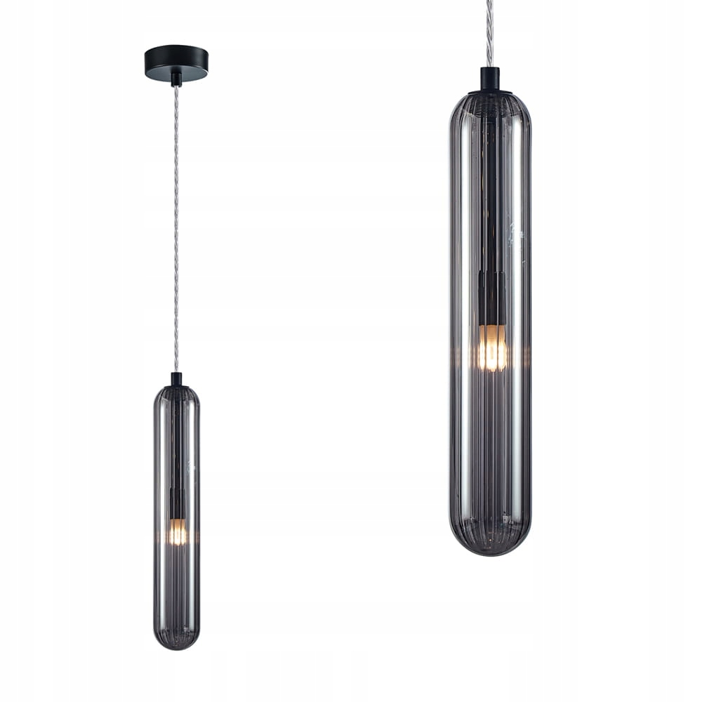 Moderní závěsná lampa ze štíhlého skleněného stínítka Pax Black 1xG9 Milagro
