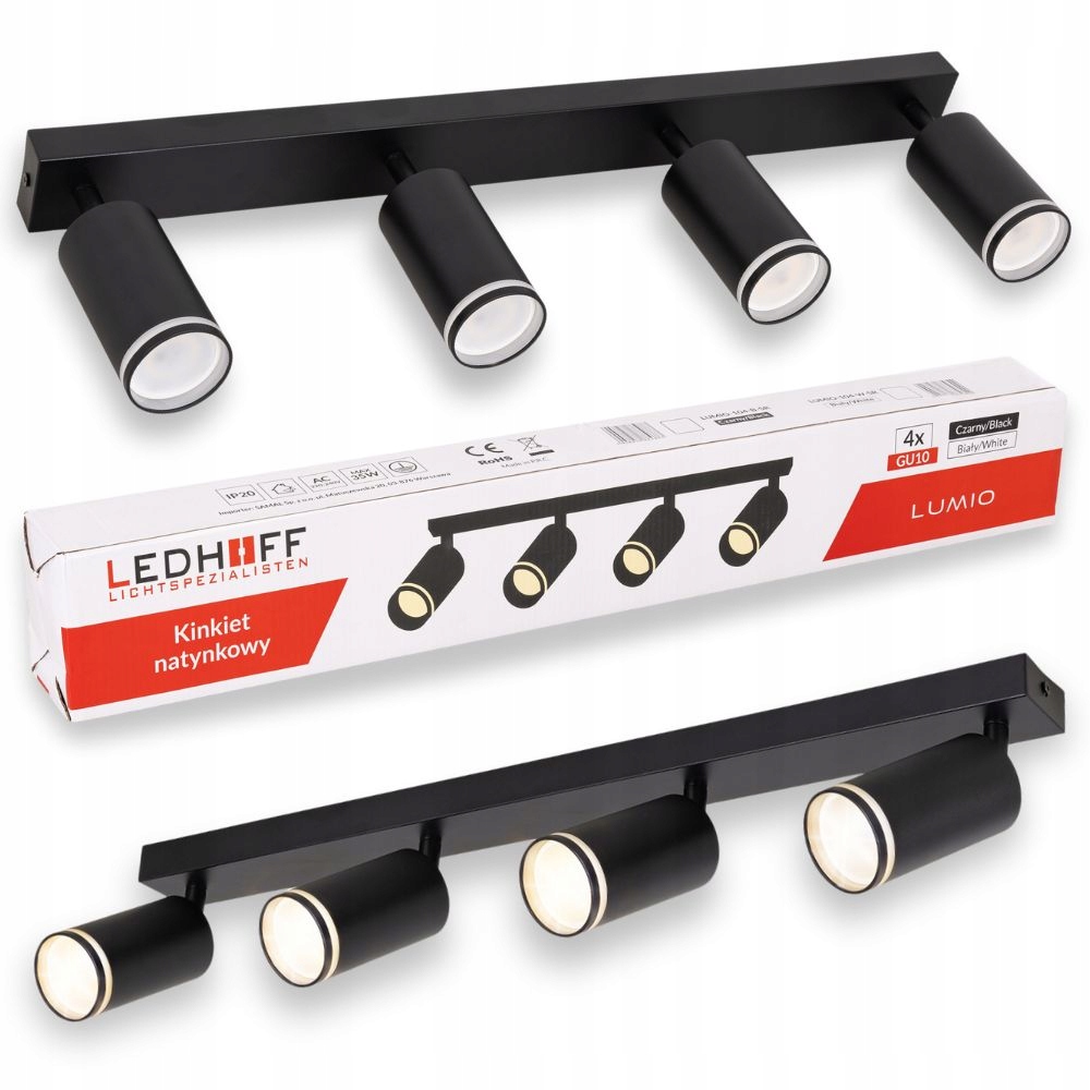 Kinkiet ścienny sufitowy Regulowany Lampa Led GU10 Oprawa do pokoju Czarna