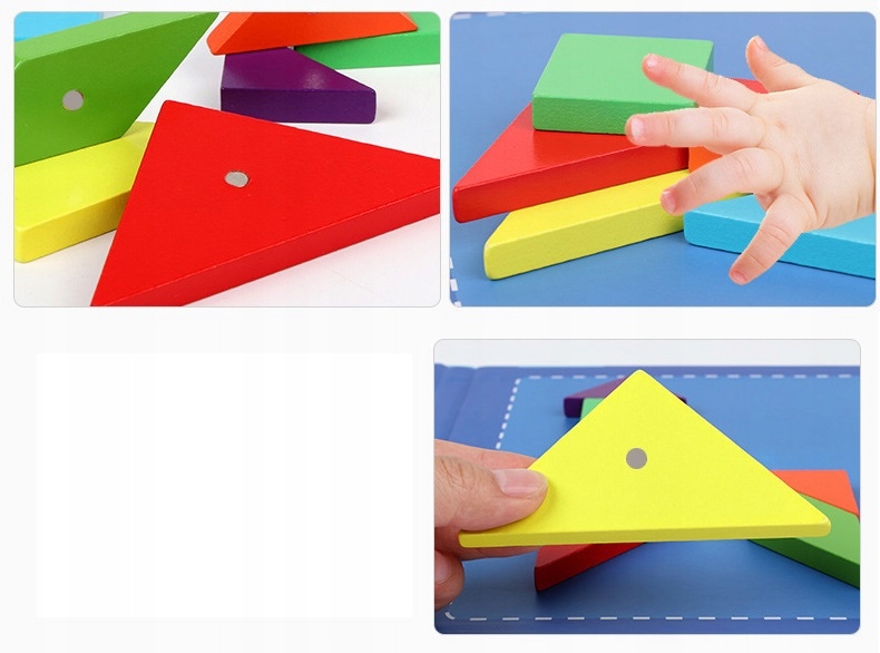 TANGRAM MAGNETYCZNY DREWNIANA UKŁADANKA KLOCKI MAGNETYCZNE GRA EDUKACYJNA Płeć chłopcy dziewczynki