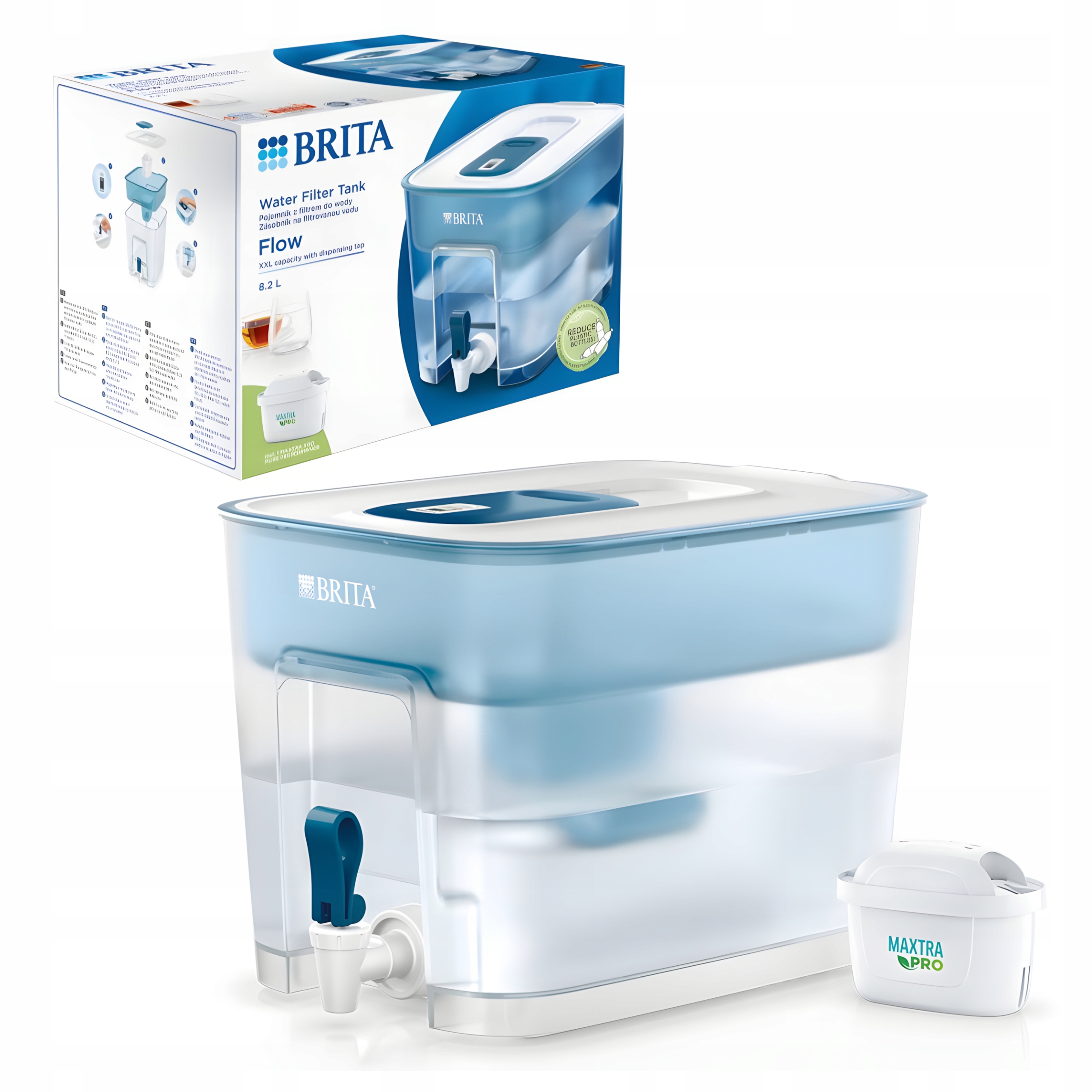 Kuchyňská Filtrační Konvice na vodu Brita Flow XXL 8,2L Modrá s kohoutkem