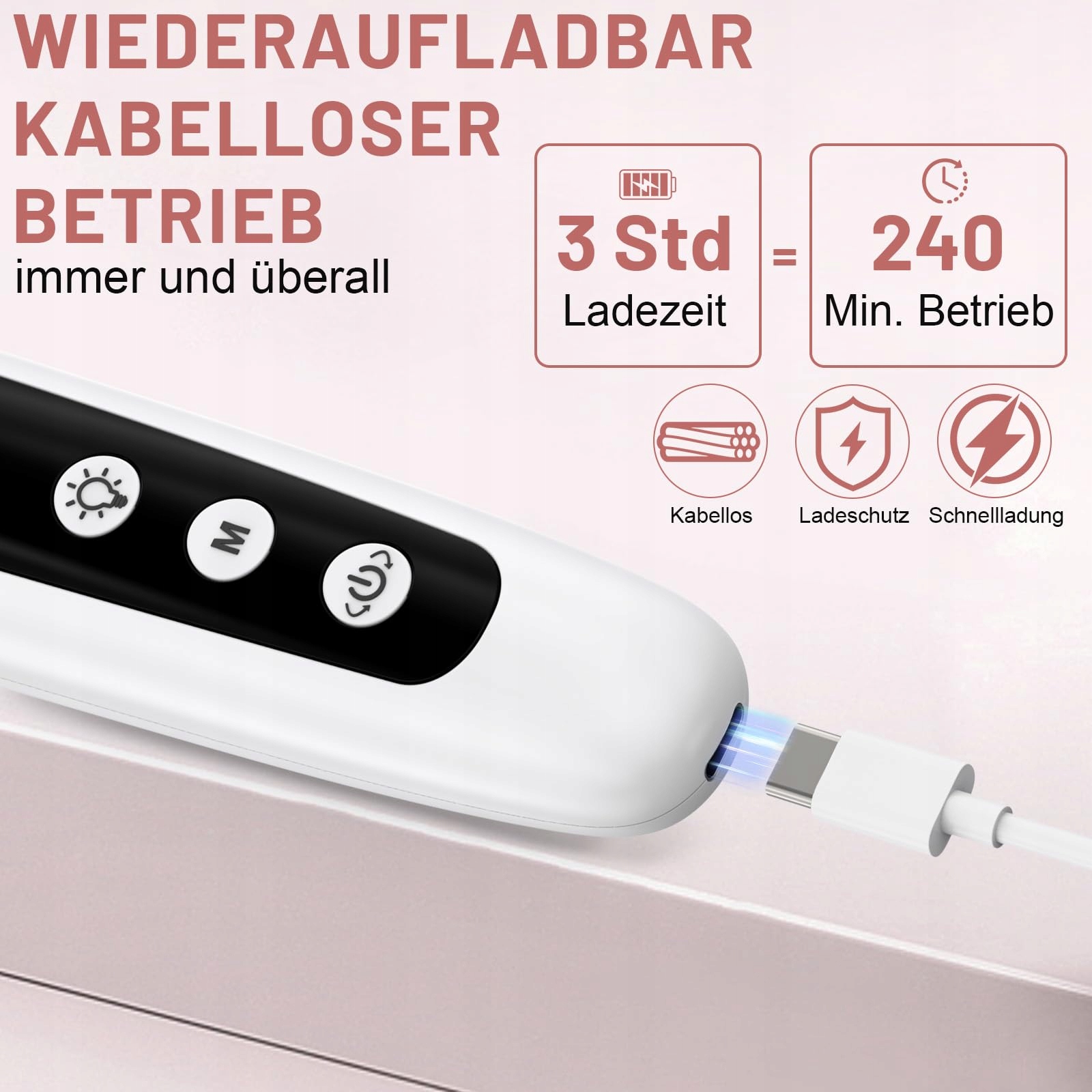 BEAUTYPRO Zestaw Manicure Pedicure Elektryczny Z 9 Końcówkami LED Etui — miniatura 5
