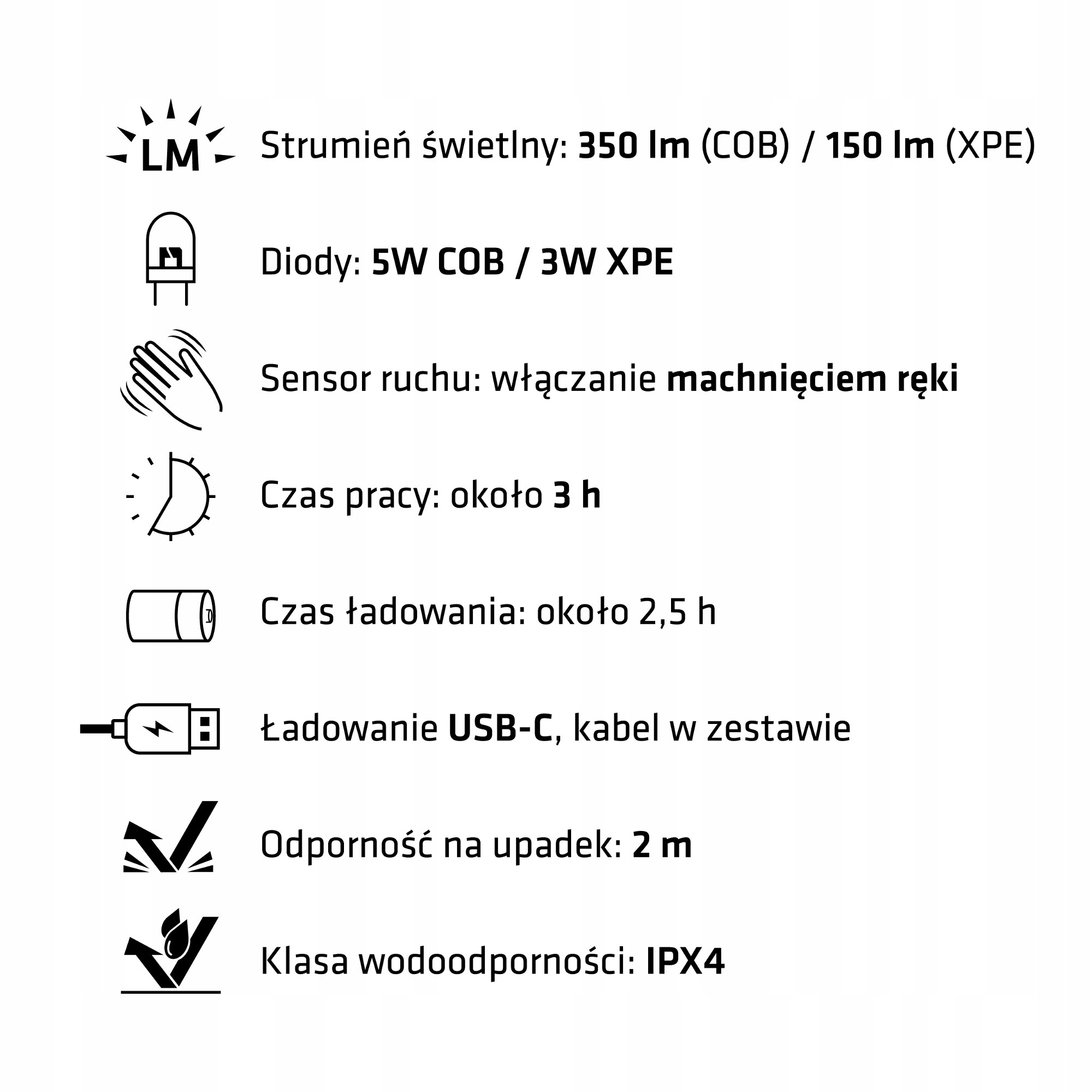 BOSMA 7312 LATARKA CZOŁOWA FLEXIBLE LED 350Lm 6000K Marka Bosma