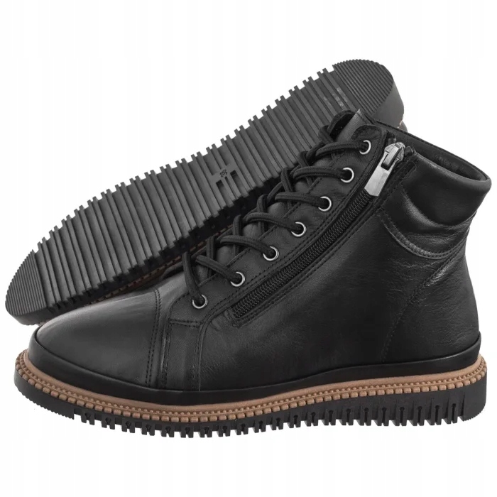 Boty Kožené kozačky Kotníkové Boty Artiker černé 54C0787