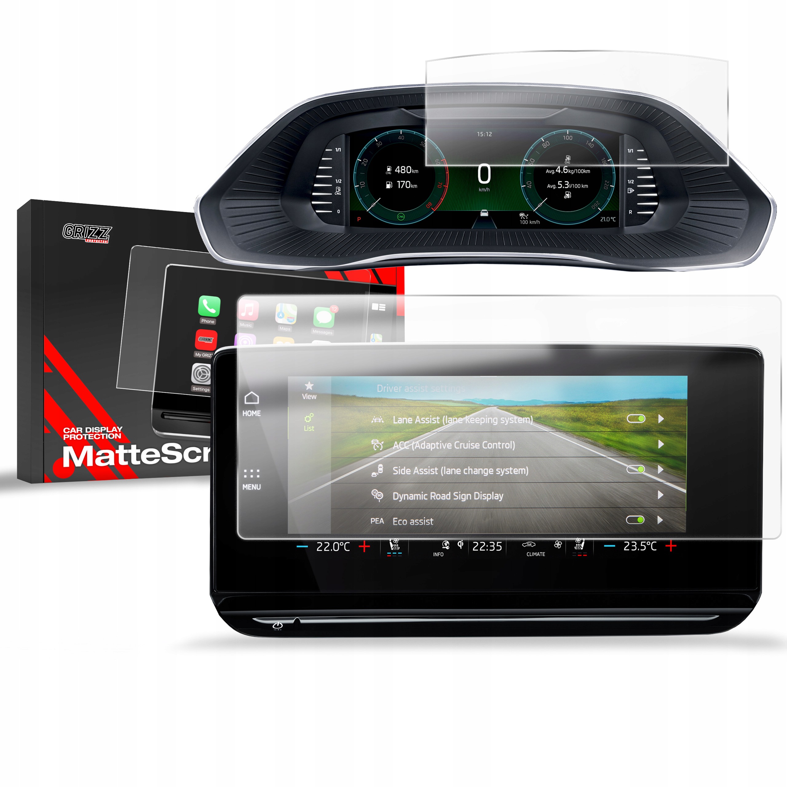 2v1 Fólie na displej (matná), Škoda Octavia IV, 2024- , Display 10"