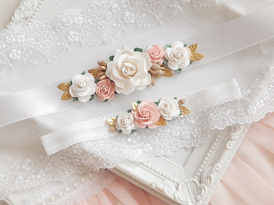 RÓŻANY Zestaw OPASKA i PASEK do sukienki LILIANA