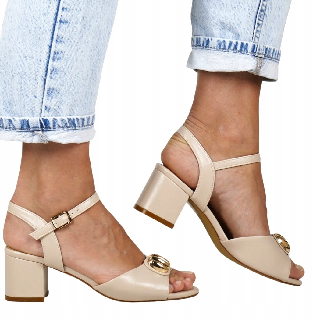 Dámské Sandály Na Podpatku S Ozdobou, Stabilní, Pohodlné Tělové