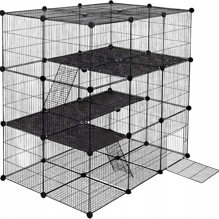 Levně Venkovní výběh Kotec Patrový Kovový pro Králíky Kočky Zvířata Skládací Klec