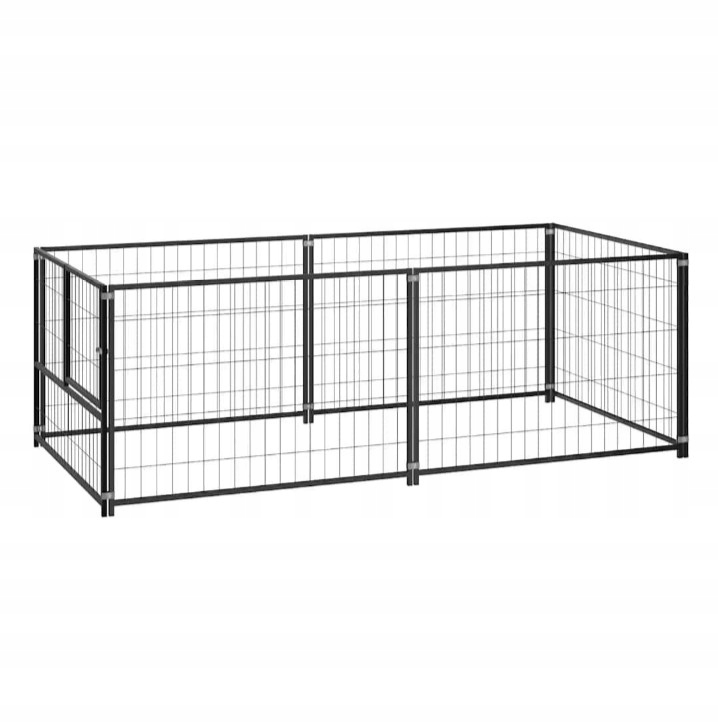 Kojec dla psa, drzwi z zamknięciem, 200x100x70 cm, czarny, stalowy VidaXL