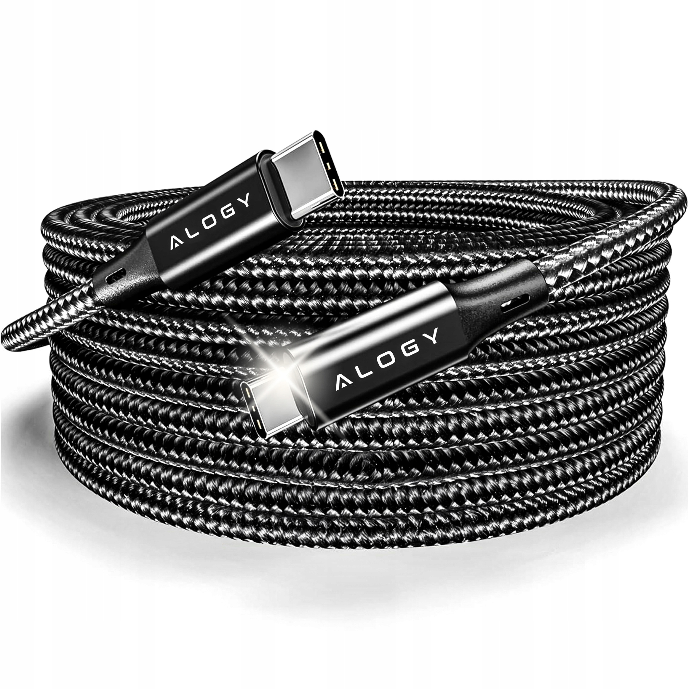 Kabel mocny Usb-c szybkie ładowanie Typ C type-C Pd 60W Qc 3.0 2M nylonowy