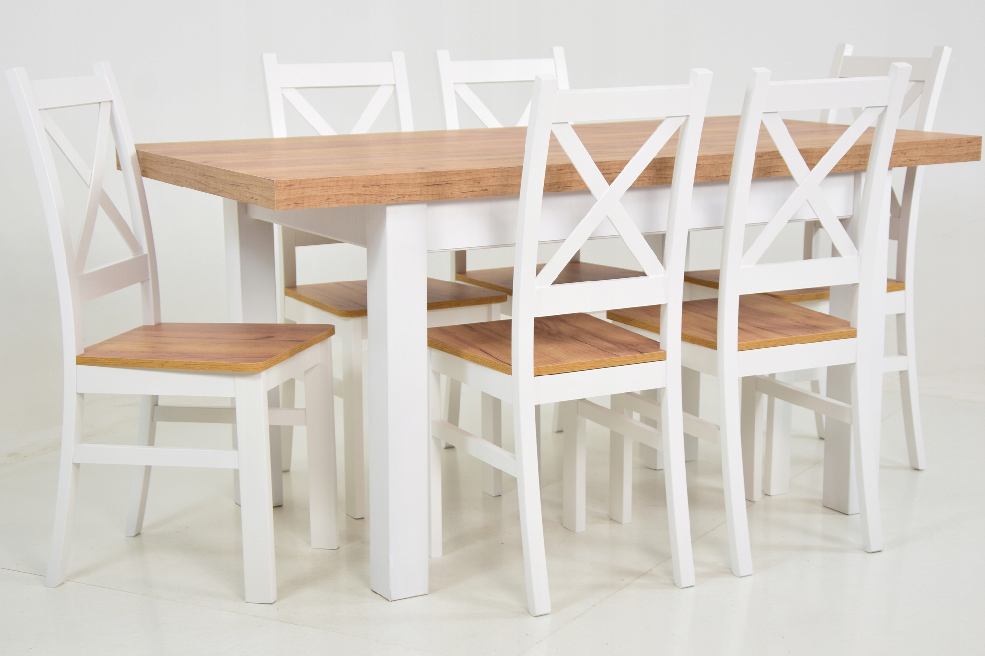 Masywny Rozkładany stół SKANDYNAWSKIE krzesła 6szt Kształt blatu prostokątny