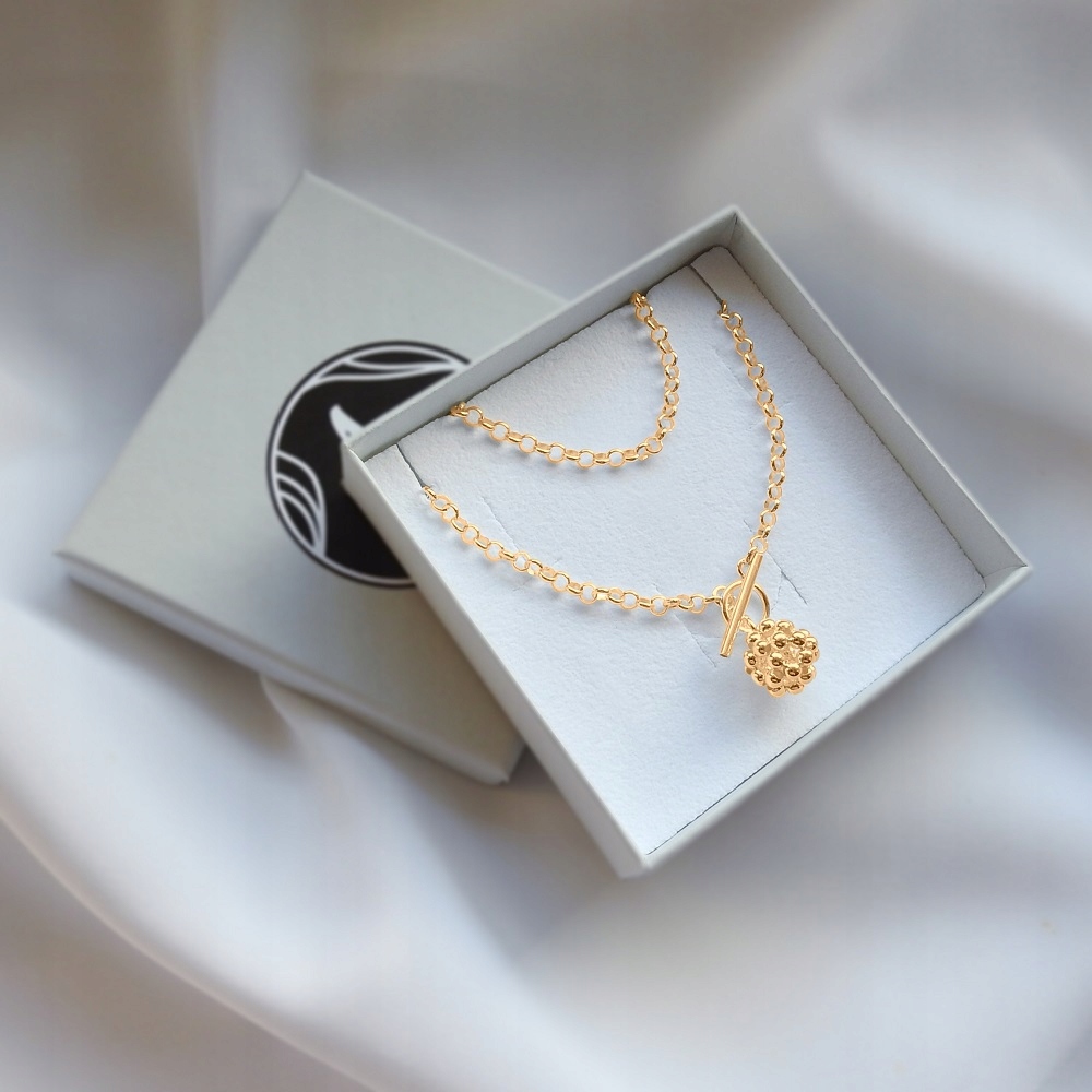 Náhrdelník řetízek s kuličkou, stříbrný, pozlacený