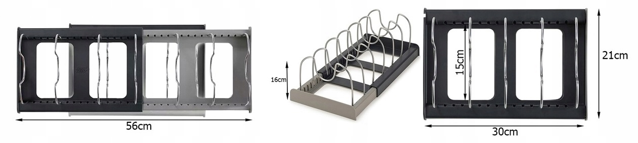 Stojak Na Pokrywy Organizer Rozsuwany Przykrywki Pokrywki Talerze Deski Wysokość produktu 16 cm