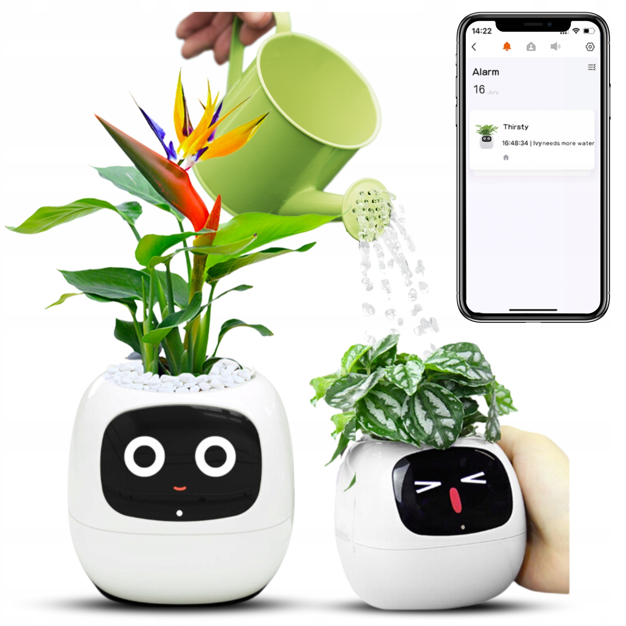 Inteligentna doniczka Ivy Smart Planter osłonka na donicę Plantsio Biała