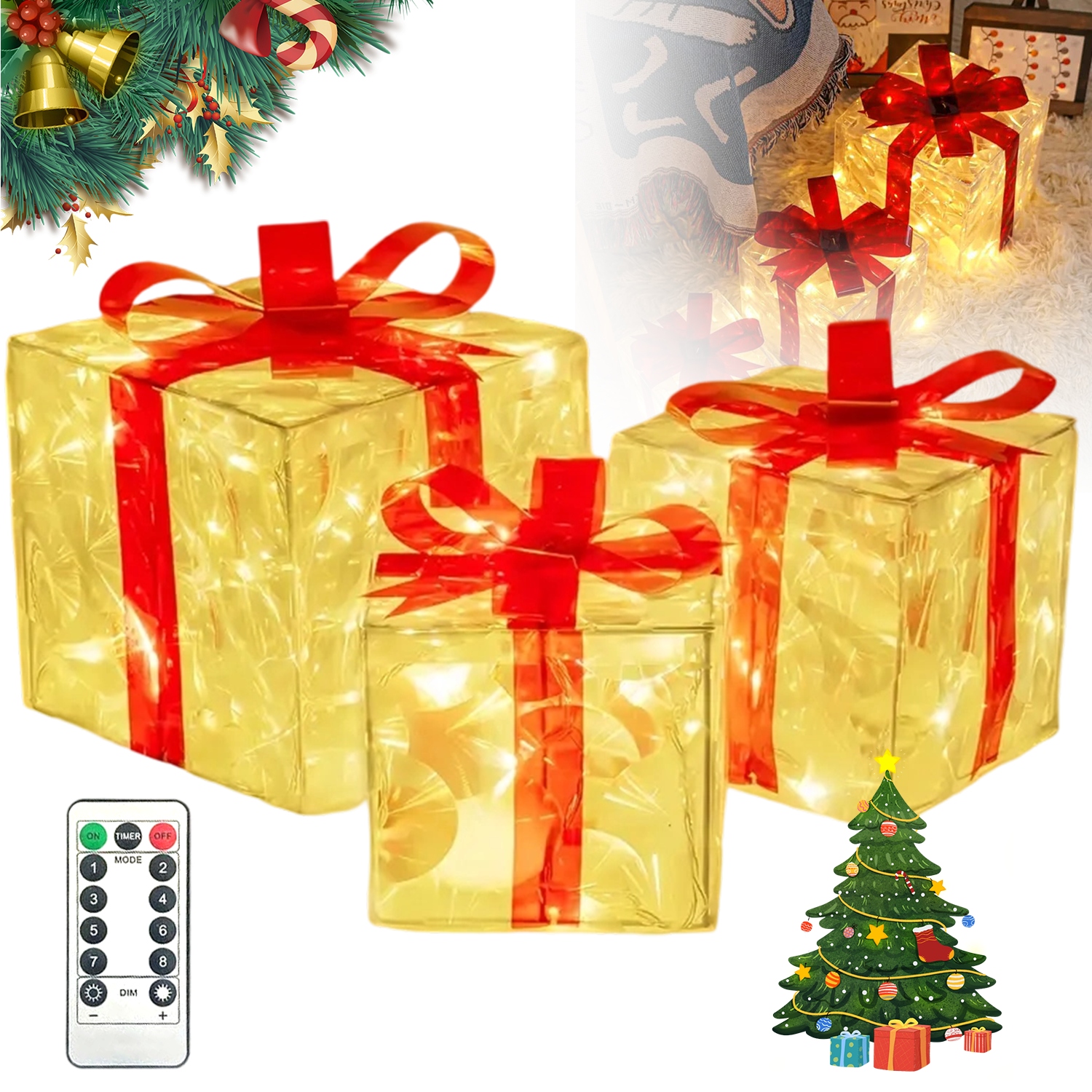 Vánoční dárky Sada Dárek Vánoční dekorace podsvícená Led