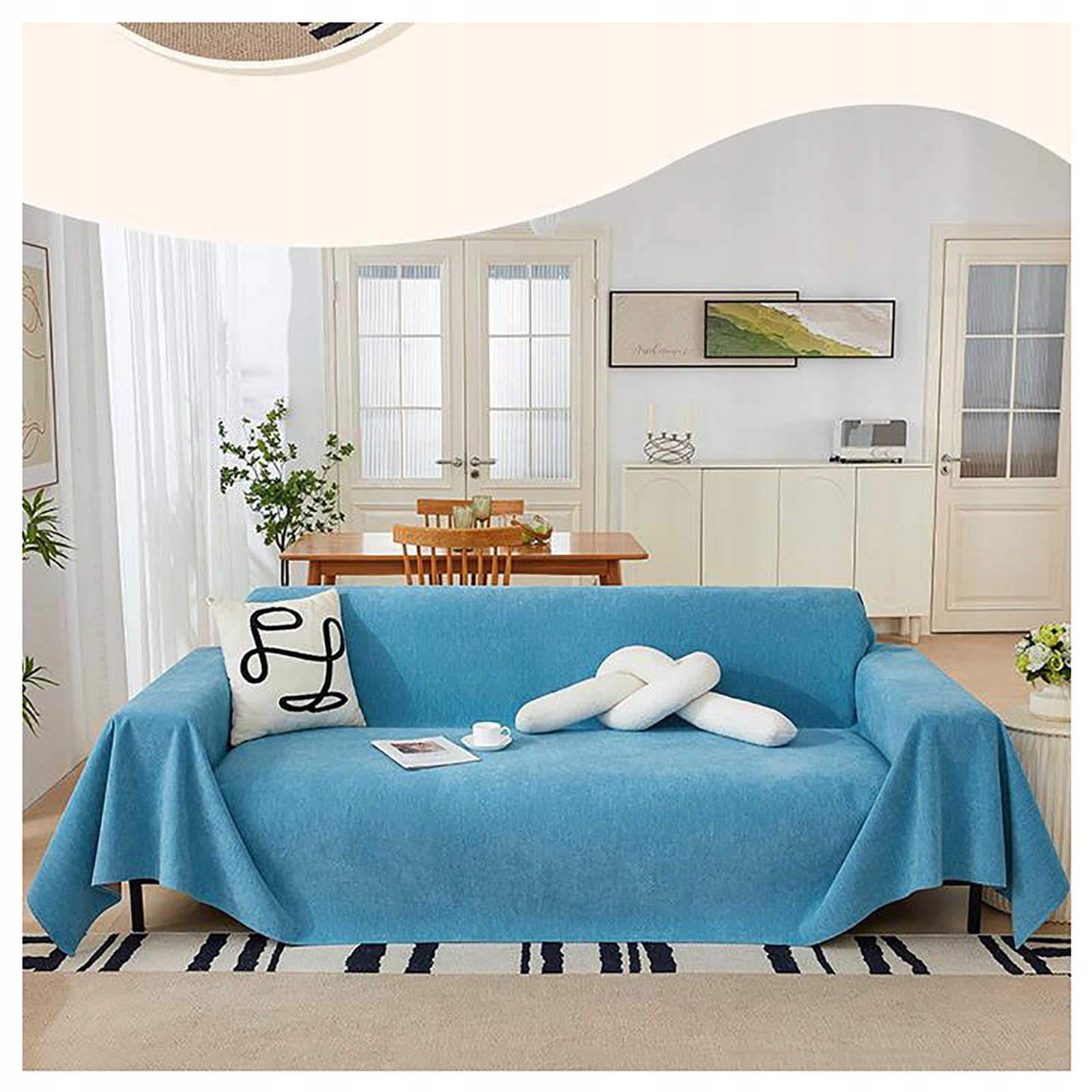 Přehoz na pohovku 180 x 260 cm, voděodolný přehoz, ochranný potah, modrý