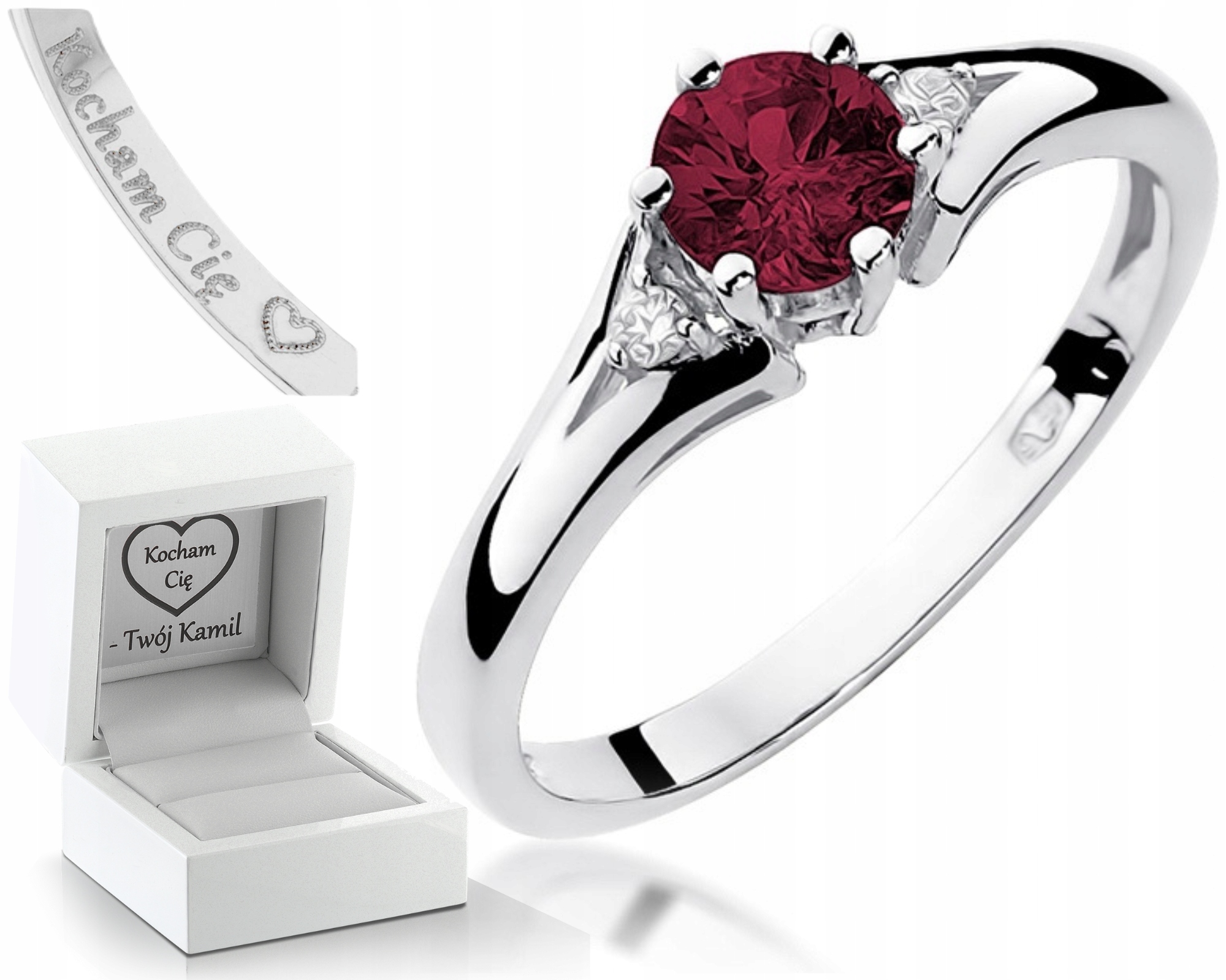 Prstýnek S Rubínem A Brilianty 585 Gravírování