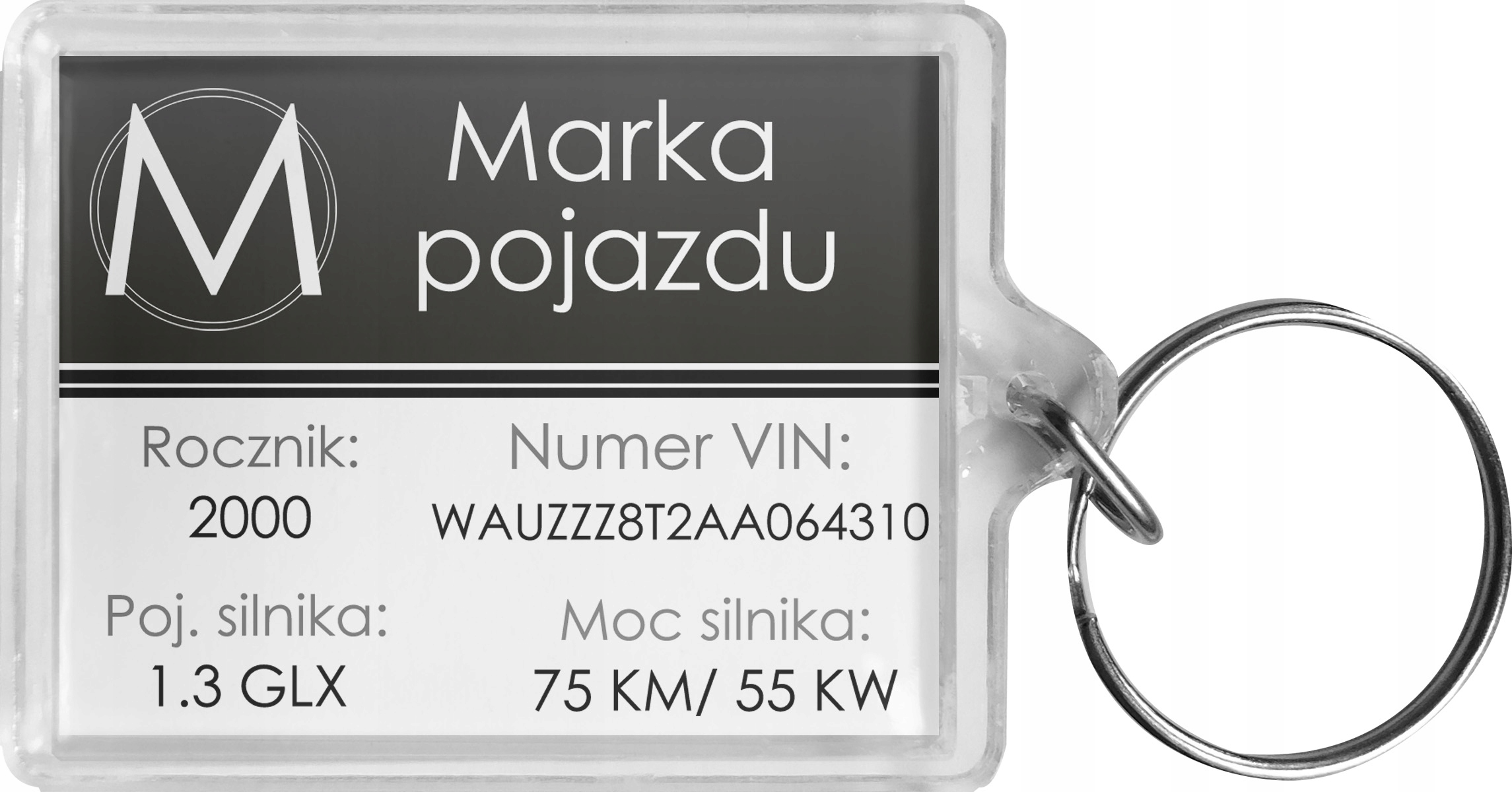 PREZENT DLA KIEROWCY brelok do kluczyków z informacjami o aucie