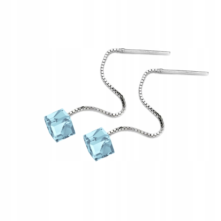 

Srebrne kolczyki na łańcuszku z Kostką 4mm